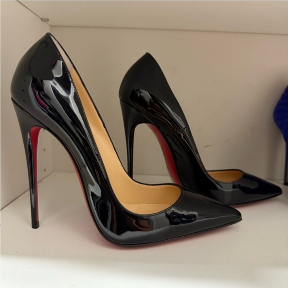 Christian Louboutin Black Patent Leather Pointed-Toe Stiletto Pumps